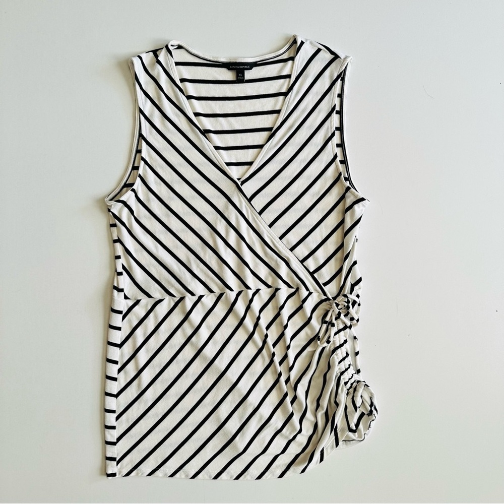 Banana Republic Cream Black Stripe Tank Top Size XL